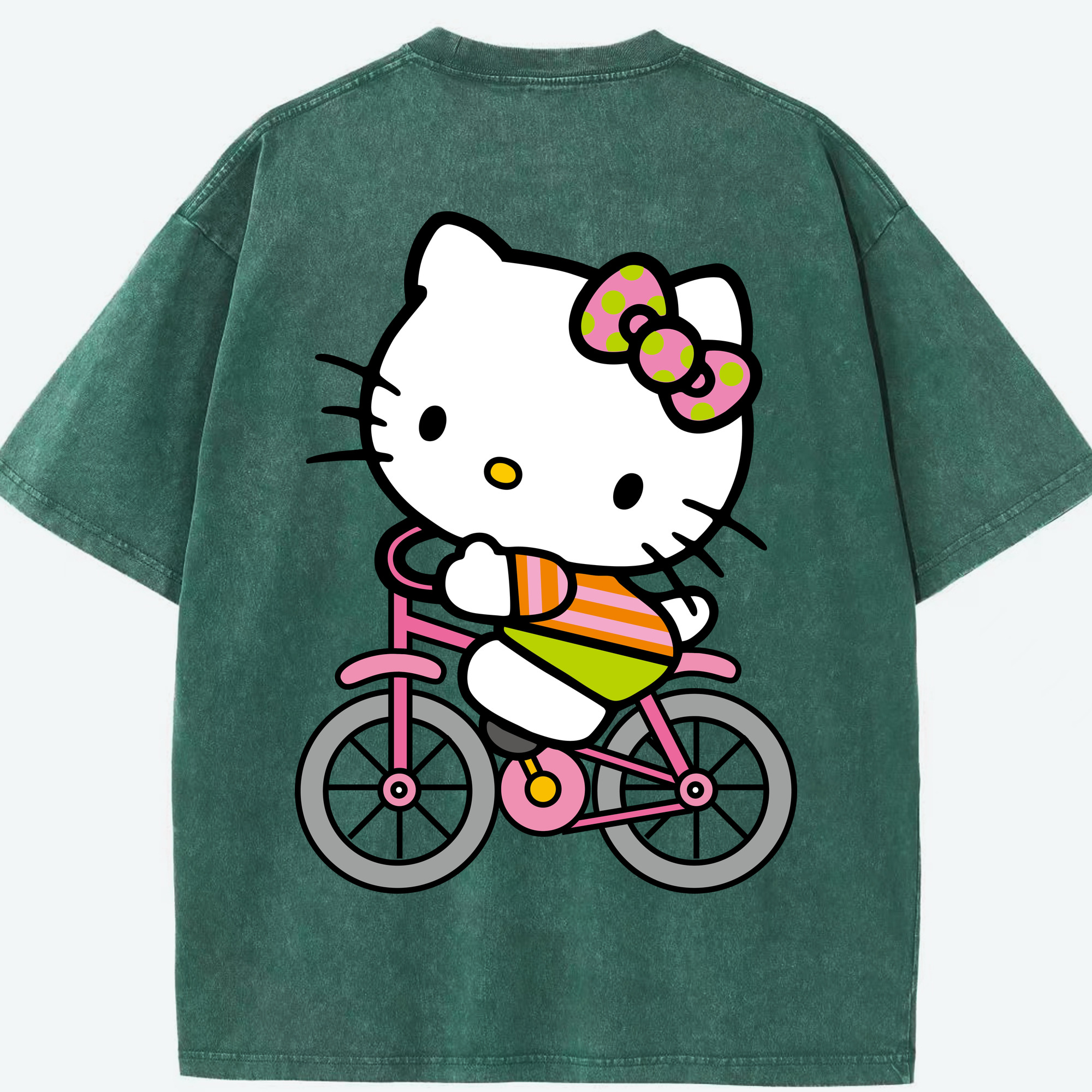 （画像用） Hello Kitty ハローキティ 綿100% ヴィンテージ風 半袖Tシャツ（背面プリント）